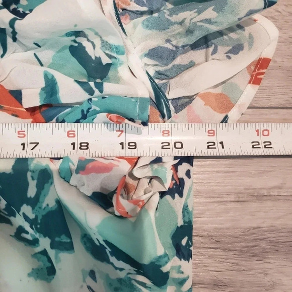 NWT Bebe Printed Smocked Tiered Mini Dress,Tropical Garden,Green/White/Orange. - Picture 10 of 11